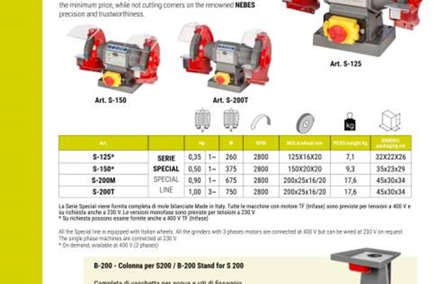 Smerigliatrice serie SPECIAL S-200 M NUOVO. Made in Italy