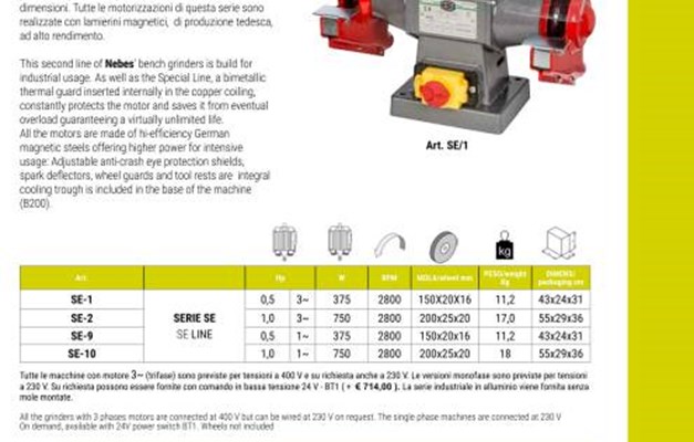 Smerigliatrice serie SE-10 INDUSTRIALE IN ALLUMINIO